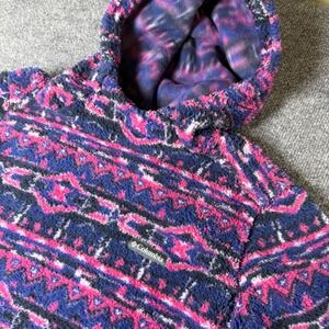 Columbia Fleece Hoodie Pullover Pink Blue Geometric‎ Pattern Women's